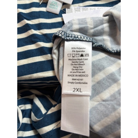 LuLaRoe Womens Top Size 2XL Erika Peacock Blue Stripes Swing Tunic XXL 2X NWT - Picture 3 of 3